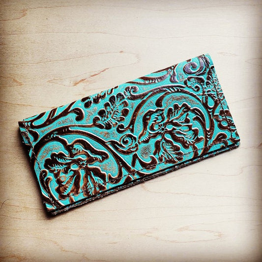 Lone Star Turquoise Embossed Leather Wallet