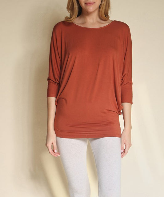 Bamboo Chic Ruched Dolman Top