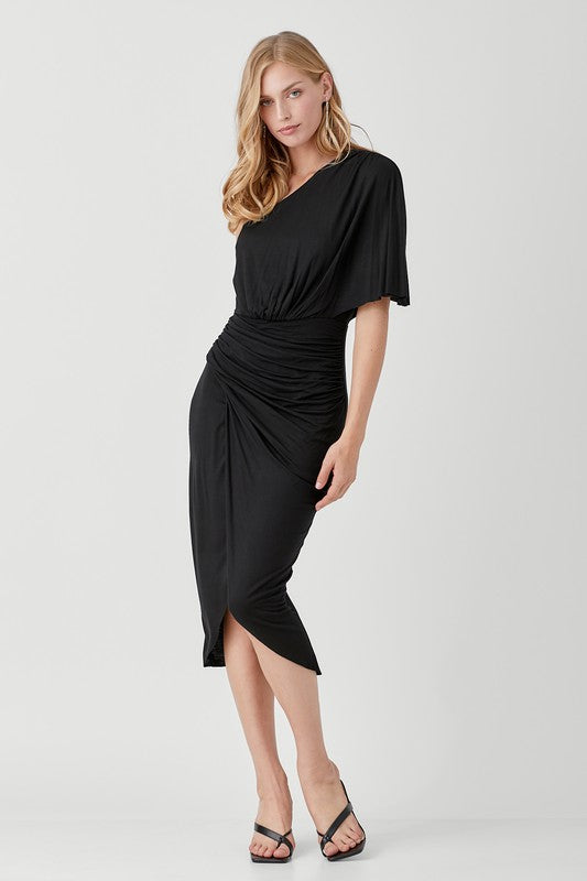 Sultry Silhouette One-Shoulder Midi Dress