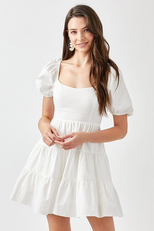 Cotton Bliss Sweetheart Tiered Mini Dress