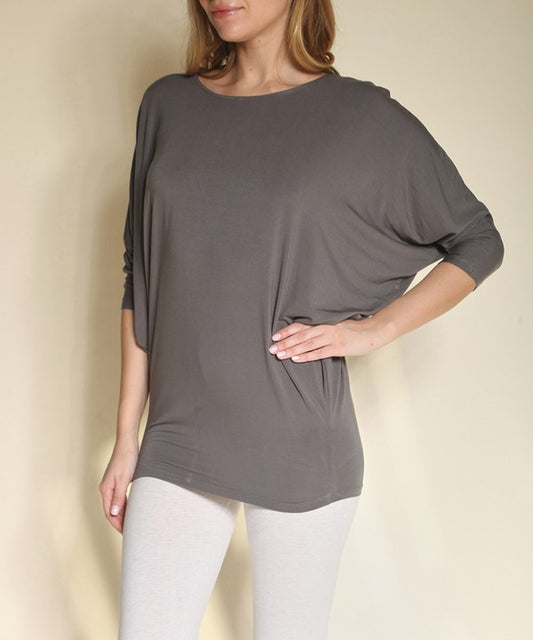 Bamboo Chic Ruched Dolman Top