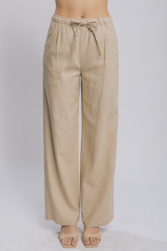 Safari Chic Linen-Blend Wide Leg Pants