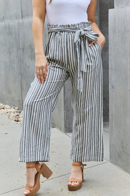 Seaside Stripe Linen Culotte Pants