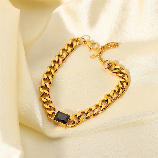 Black Zircon Cuban Chain Bracelet