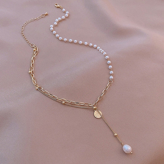 Dainty Pearl & Gold Pendant Necklace