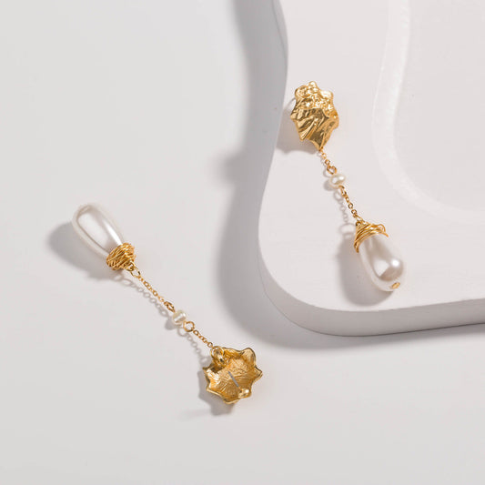 Pearl & Gold Tassel Earrings