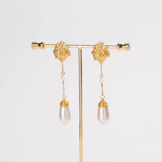 Pearl & Gold Tassel Earrings